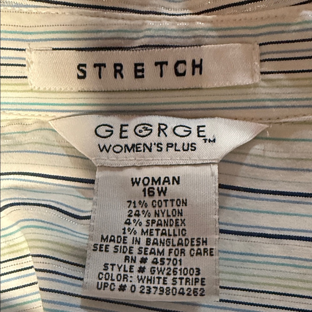 George Women's Striped Blouse - White and Blue shimmery silver stripes - Picture 8 of 10